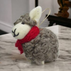 Nepali Artisanal Brown Christmas Sheep Ornament
