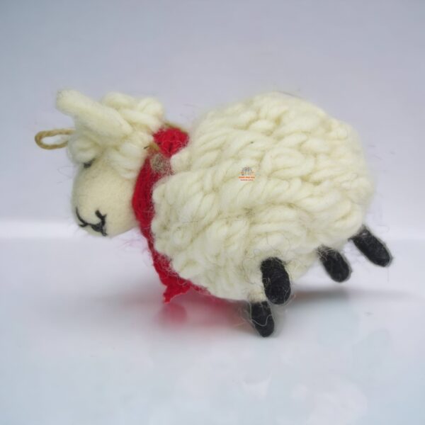 Nepali Artisanal Christmas White Sheep Ornament
