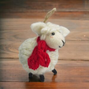 Nepali Artisanal Christmas White Sheep Ornament
