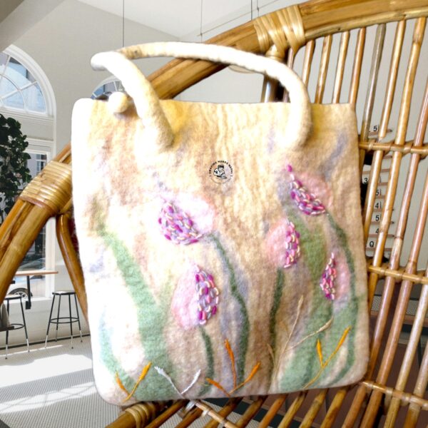 Felt Flower Embroidered Tote Bag