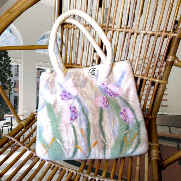Felt Flower Embroidered Tote Bag