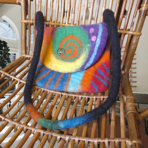 Nepali Artisanal Spiral Wool Felt Bag