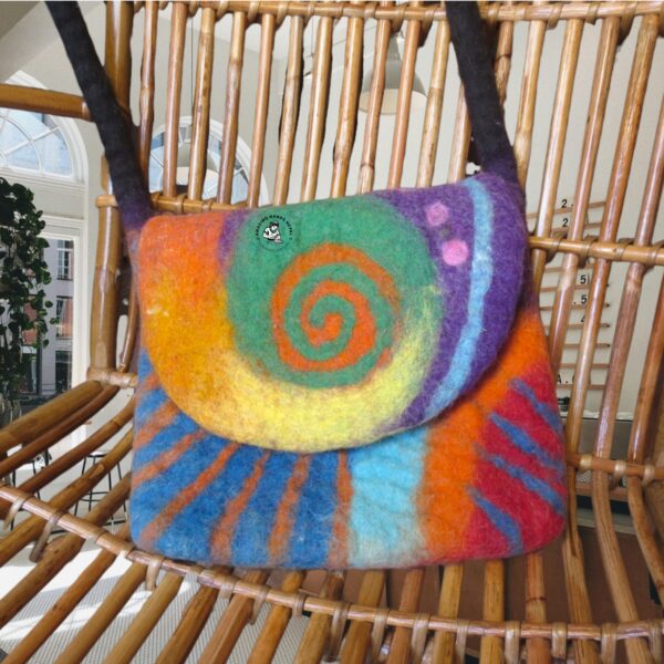 Nepali Artisanal Spiral Wool Felt Bag