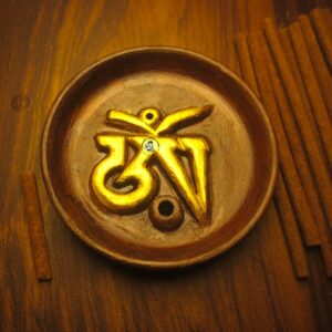 Golden Buddhist Om Incense Holder