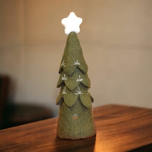 Nepali Artisanal Christmas Tree Set Olive Green
