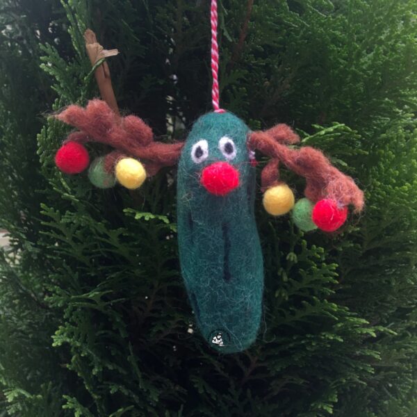 Nepali Felted Pom-pom Reindeer Christmas Ornament