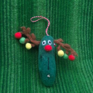 Nepali Felted Pom-pom Reindeer Christmas Ornament