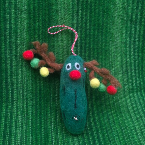 Nepali Felted Pom-pom Reindeer Christmas Ornament