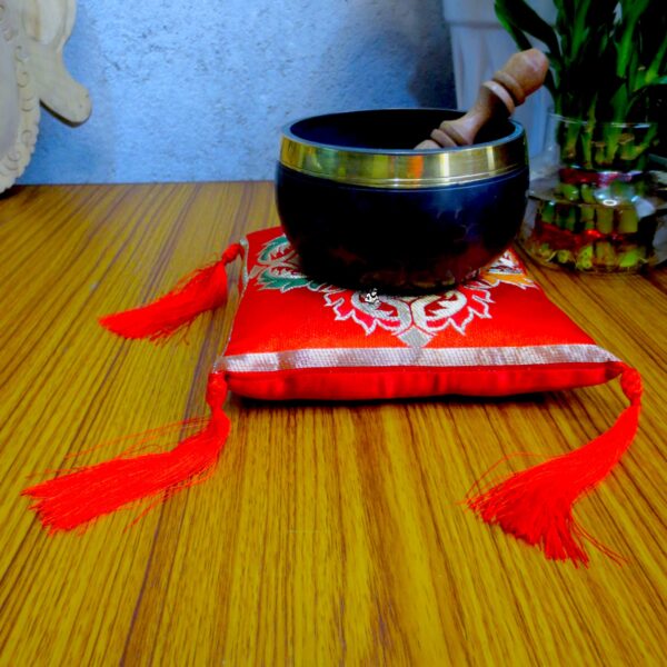 Buddhist Singing Bowl Cushion Dorje Red
