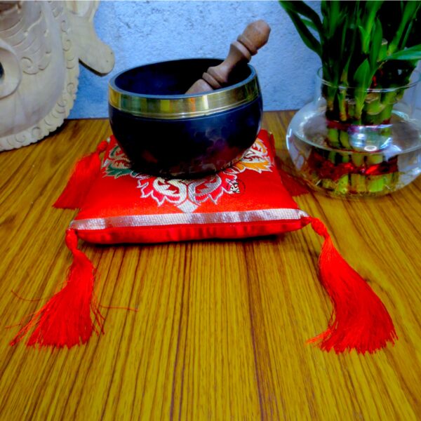 Buddhist Singing Bowl Cushion Dorje Red