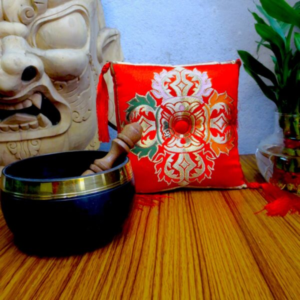 Buddhist Singing Bowl Cushion Dorje Red