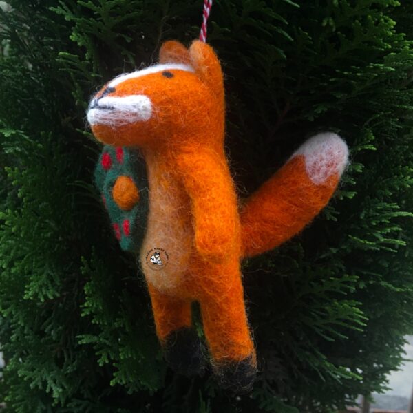 Nepali Artisanal Squirrel Felt Christmas Ornament