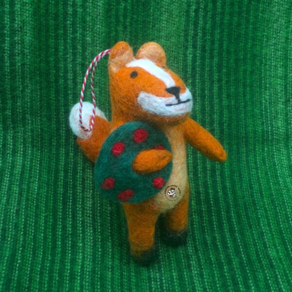 Nepali Artisanal Squirrel Felt Christmas Ornament