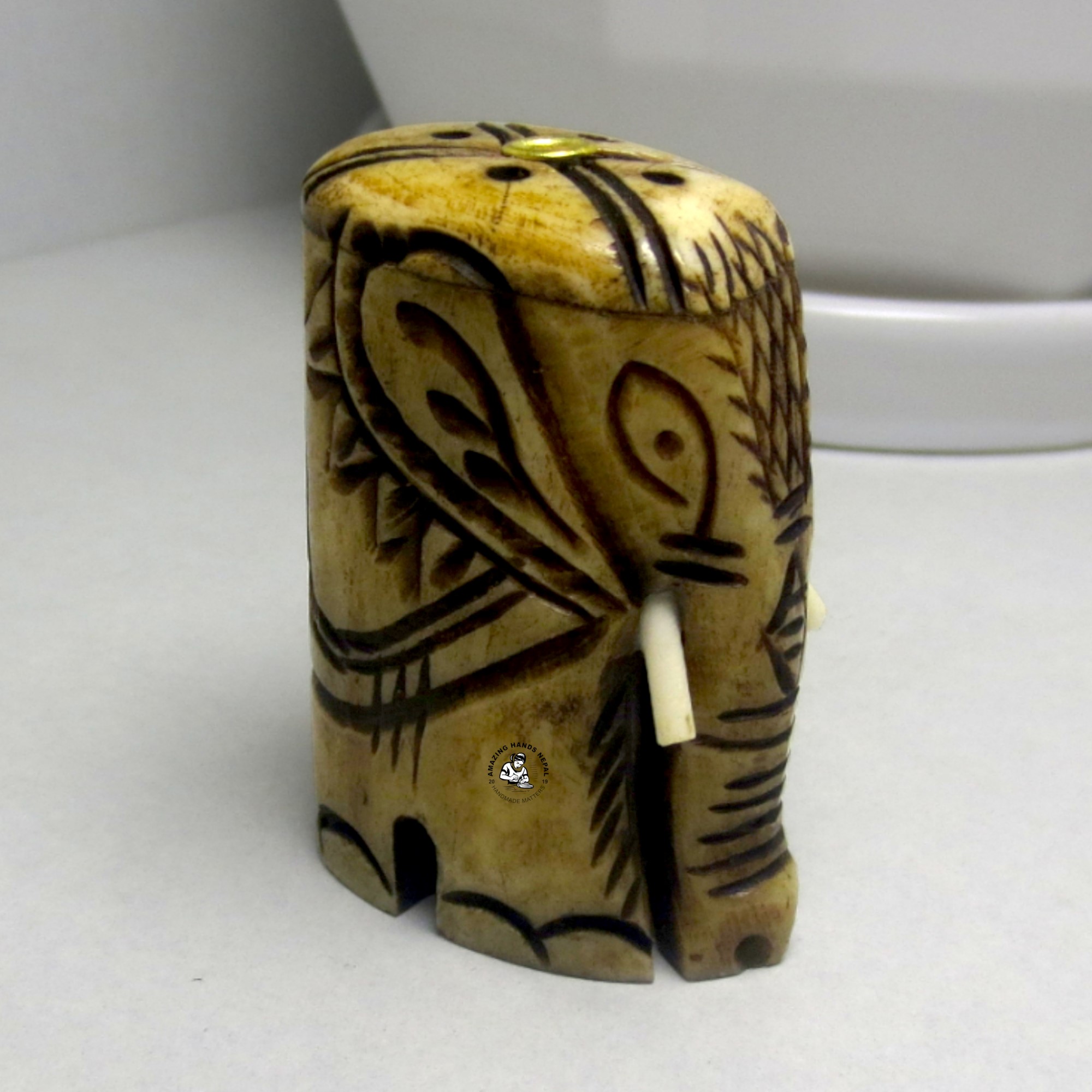 Bone Elephant Carved Incense Holder