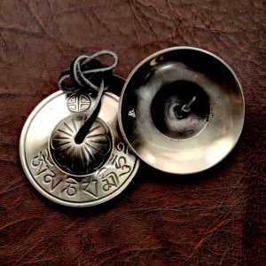 Buddhist Longevity Om Mani Bronze Tingsha Cymbal