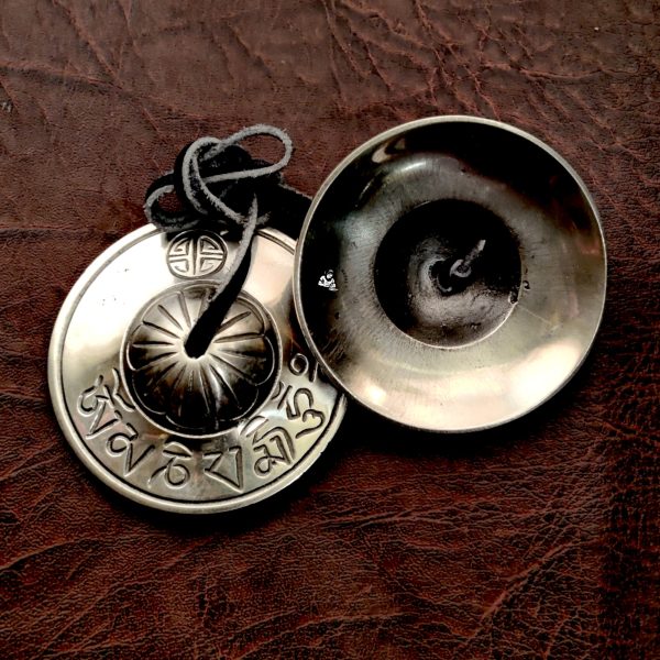 Buddhist Longevity Om Mani Bronze Tingsha Cymbal