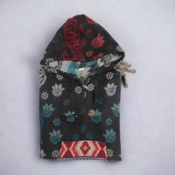 Paisley Flower Woolen Vertical Poncho