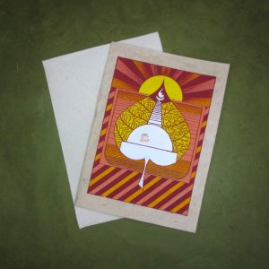 Nepali Lokta Paper Bodhi Stupa Printed Gift Card