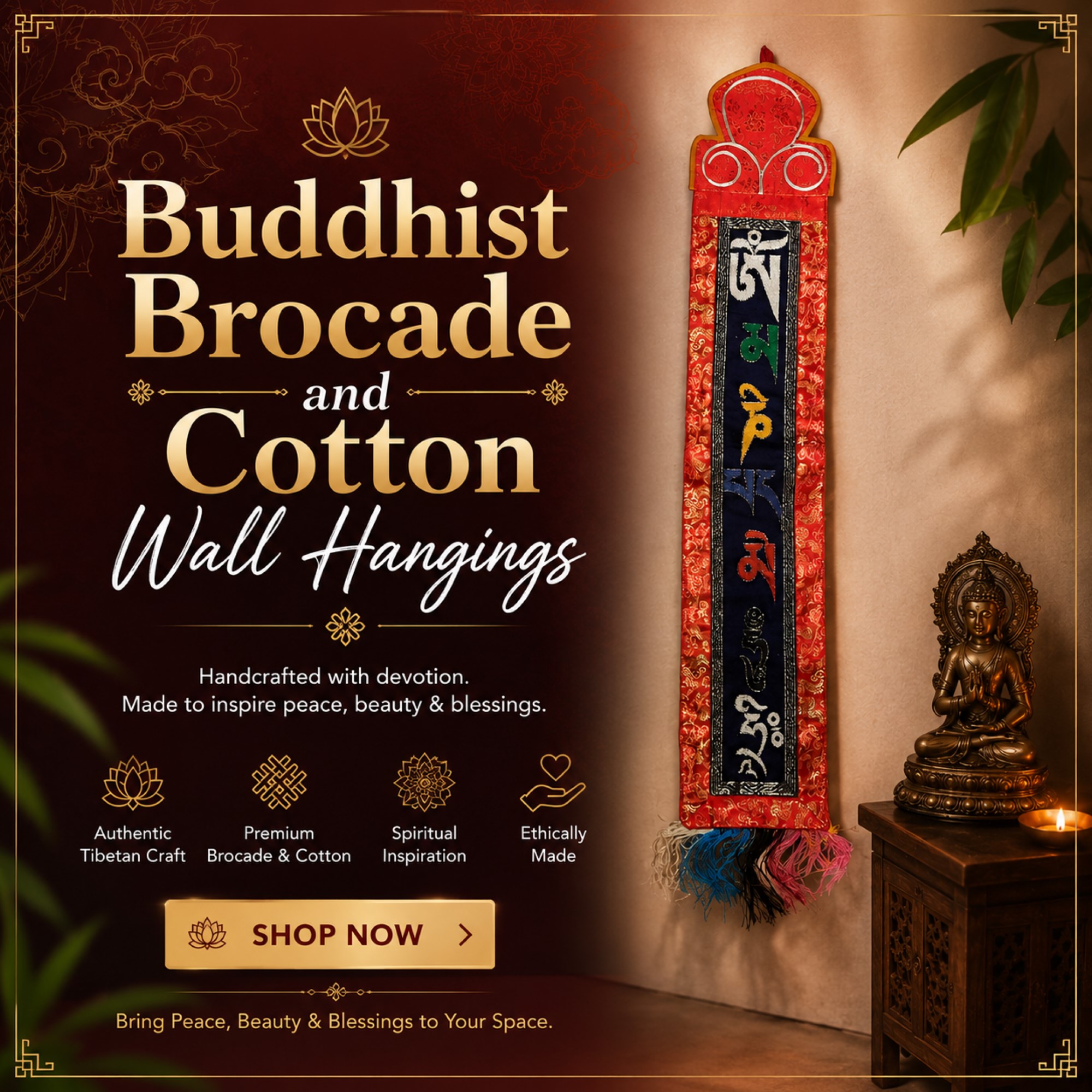 Buddhist Brocade and Cotton Banners