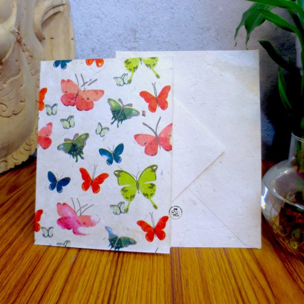 Butterfly Paper Gift Card Nepali Lokta Paper Colorful Butterfly Printed Gift Card