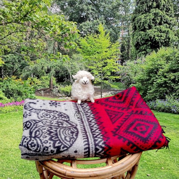 Elephant Floral Woolen Shawl Elephant and Flower Nepali Woolen Shawl
