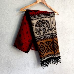 Elephant and Flower Nepali Woolen Shawl
