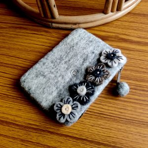 Flower Patched Wool Felted Purse