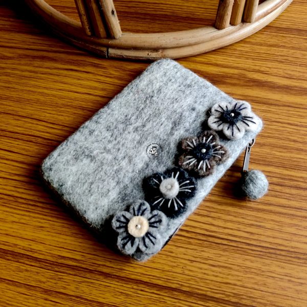 Flower Patched Wool Felted Purse