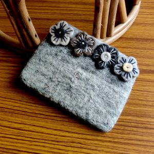 Flower Patched Wool Felted Purse