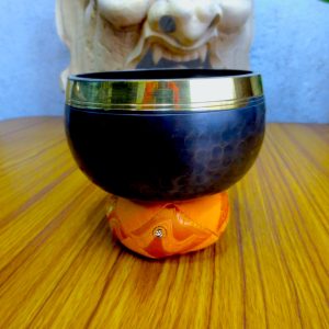 Orange Brocade Patched Singing Bowl Cushion