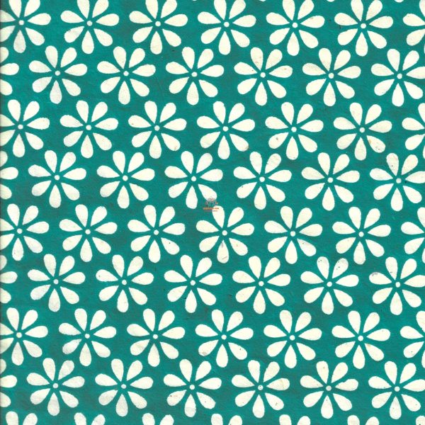 Turquoise Flower Wrapping Paper Sheet