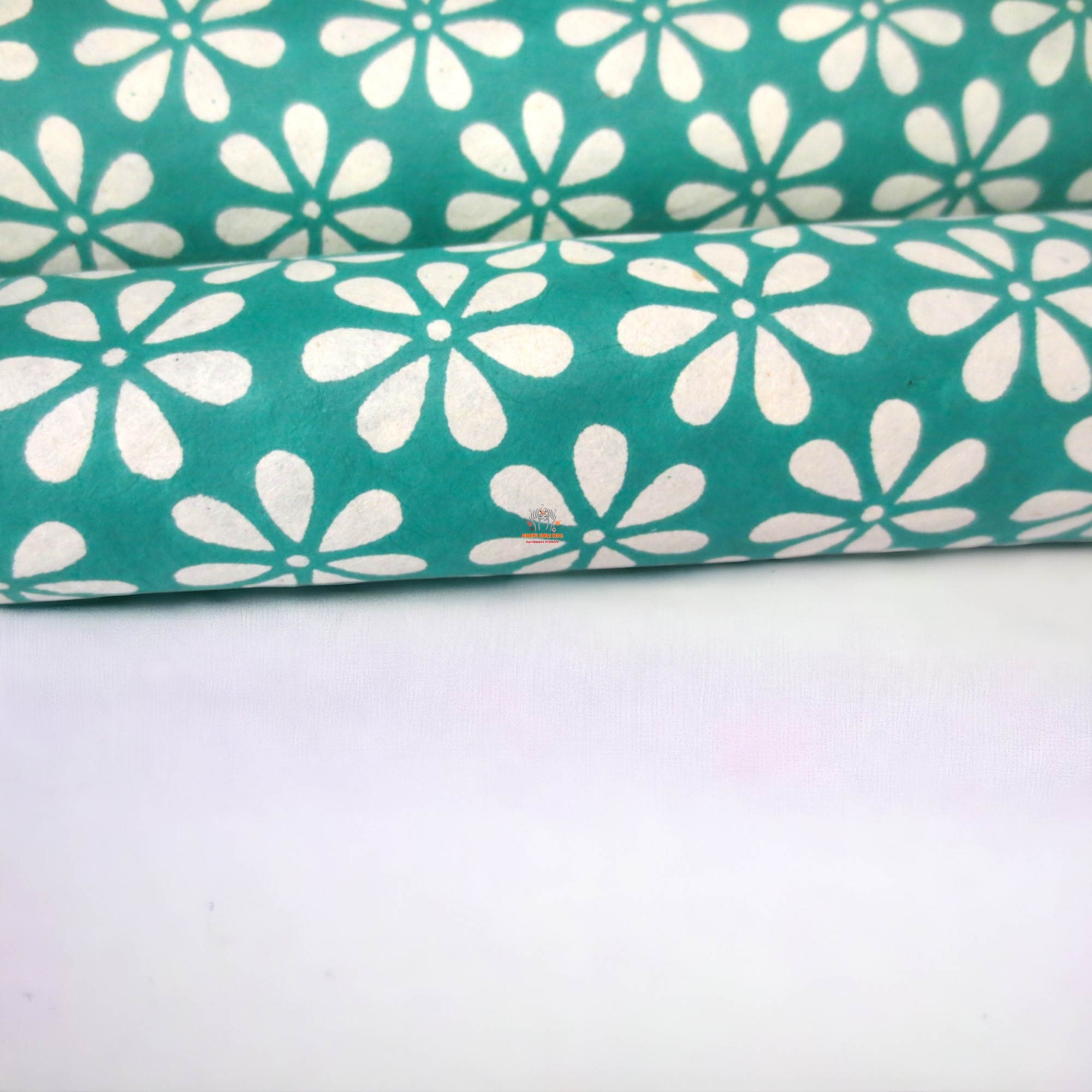 Turquoise Flower Wrapping Paper Sheet
