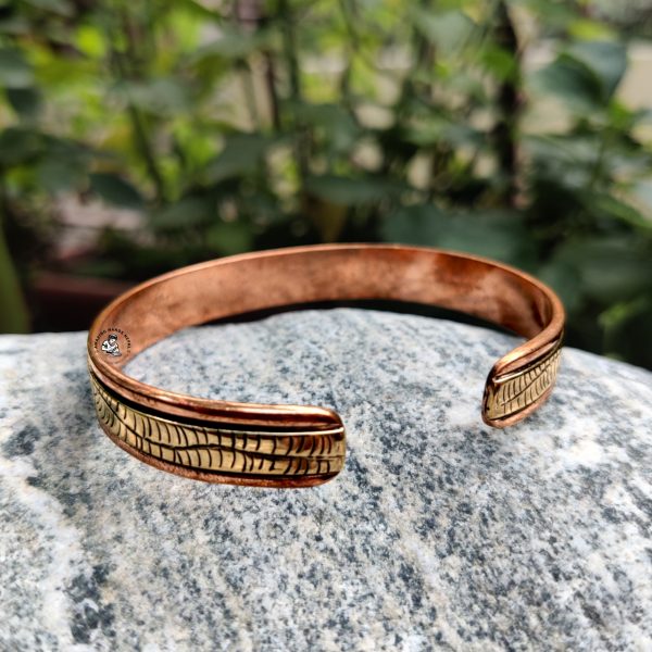 Copper Bracelet Auspicious Healing Copper Handcrafted Tibetan Astamangala Symbol Carving Bracelet