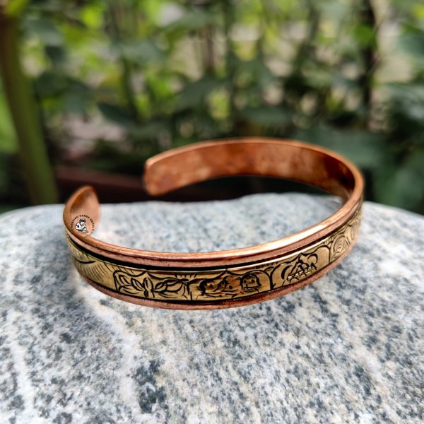 Copper Bracelet Auspicious Healing Copper Handcrafted Tibetan Astamangala Symbol Carving Bracelet