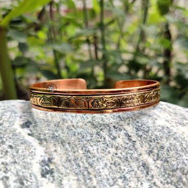 Copper Handcrafted Tibetan Astamangala Symbol Carving Bracelet