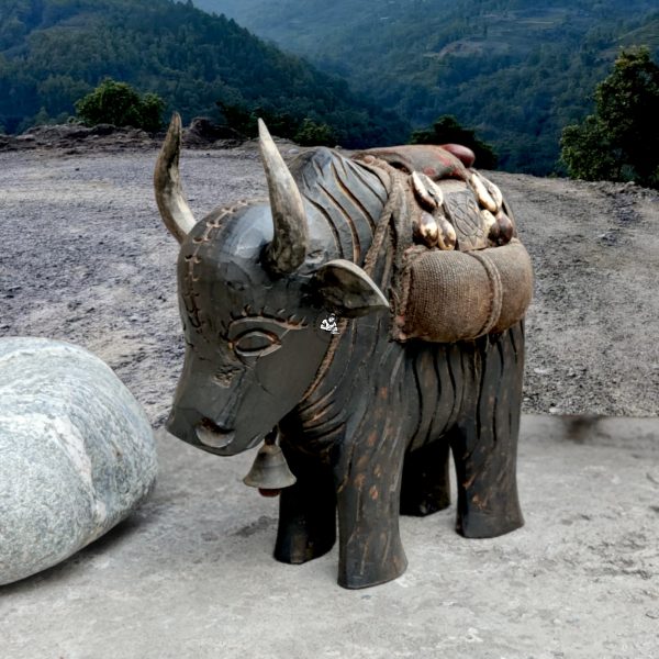 Nepali Handcrafted Wooden Yak Statue