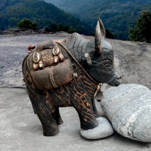 Nepali Handcrafted Wooden Yak Statue
