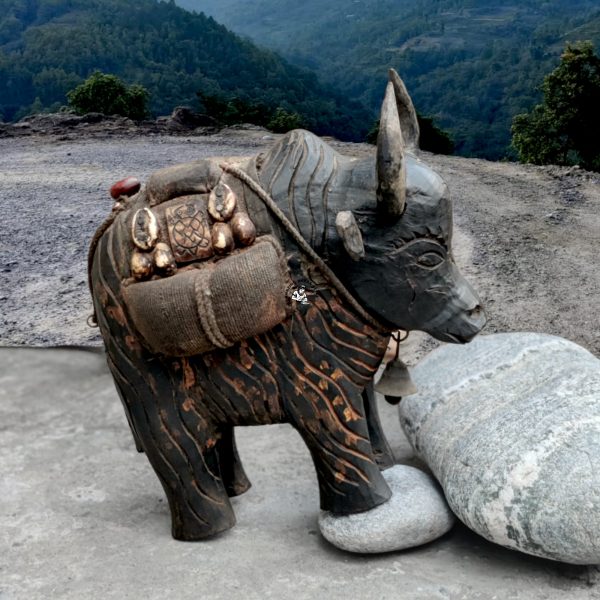 Nepali Handcrafted Wooden Yak Statue