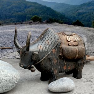 Handcrafted Wooden Yak Statue From Nepal