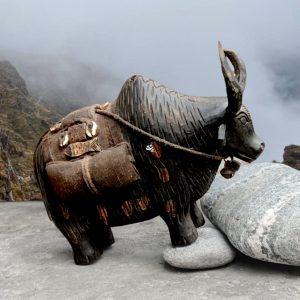 Handcrafted Wooden Yak Statue From Nepal