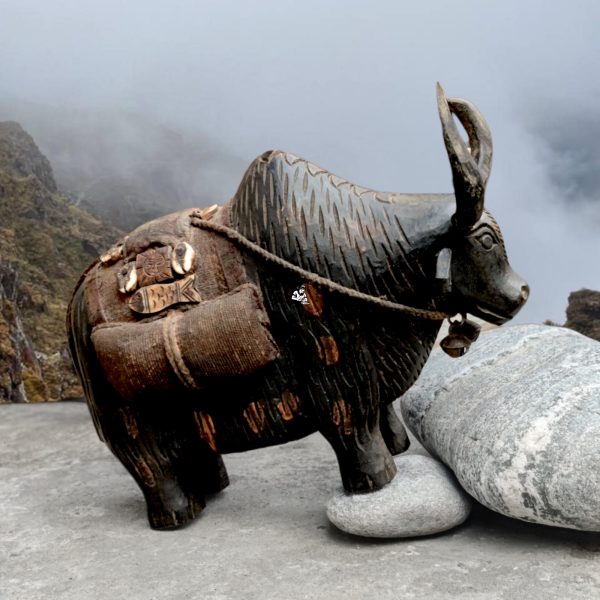 Handcrafted Wooden Yak Statue From Nepal