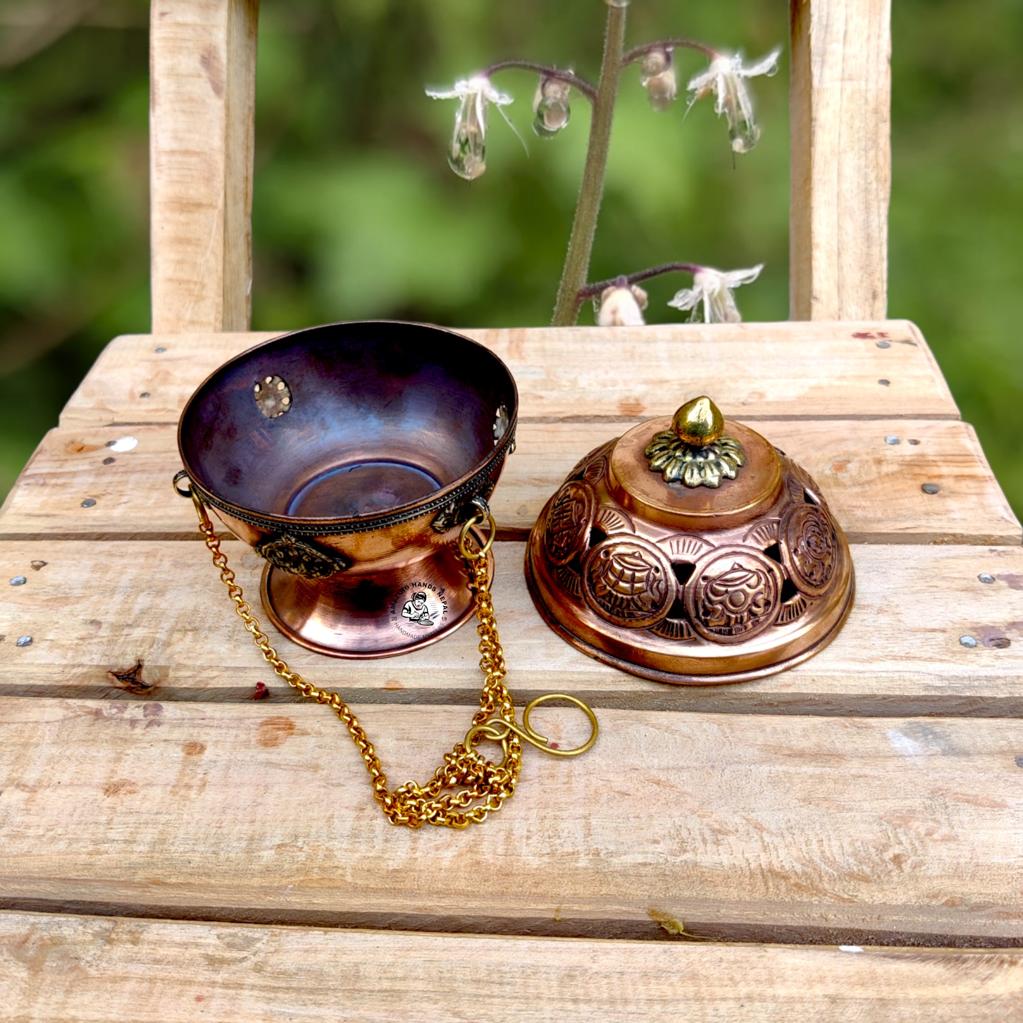 Copper Hanging Sang Powder Incense Burner