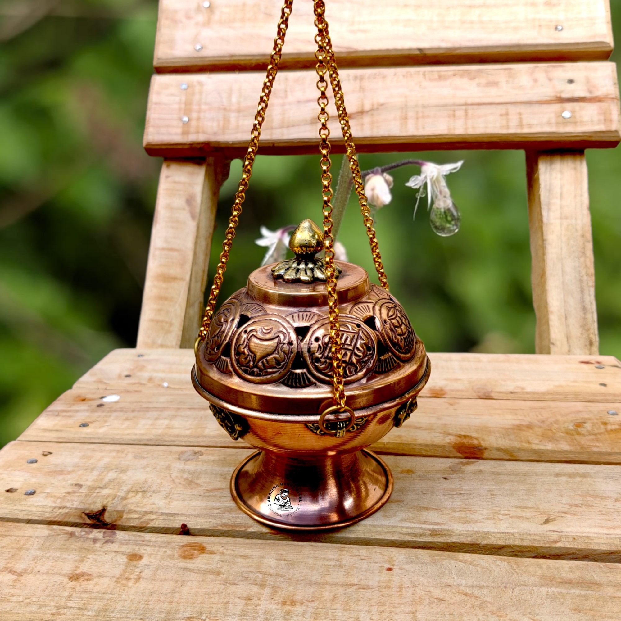Copper Hanging Sang Powder Incense Burner