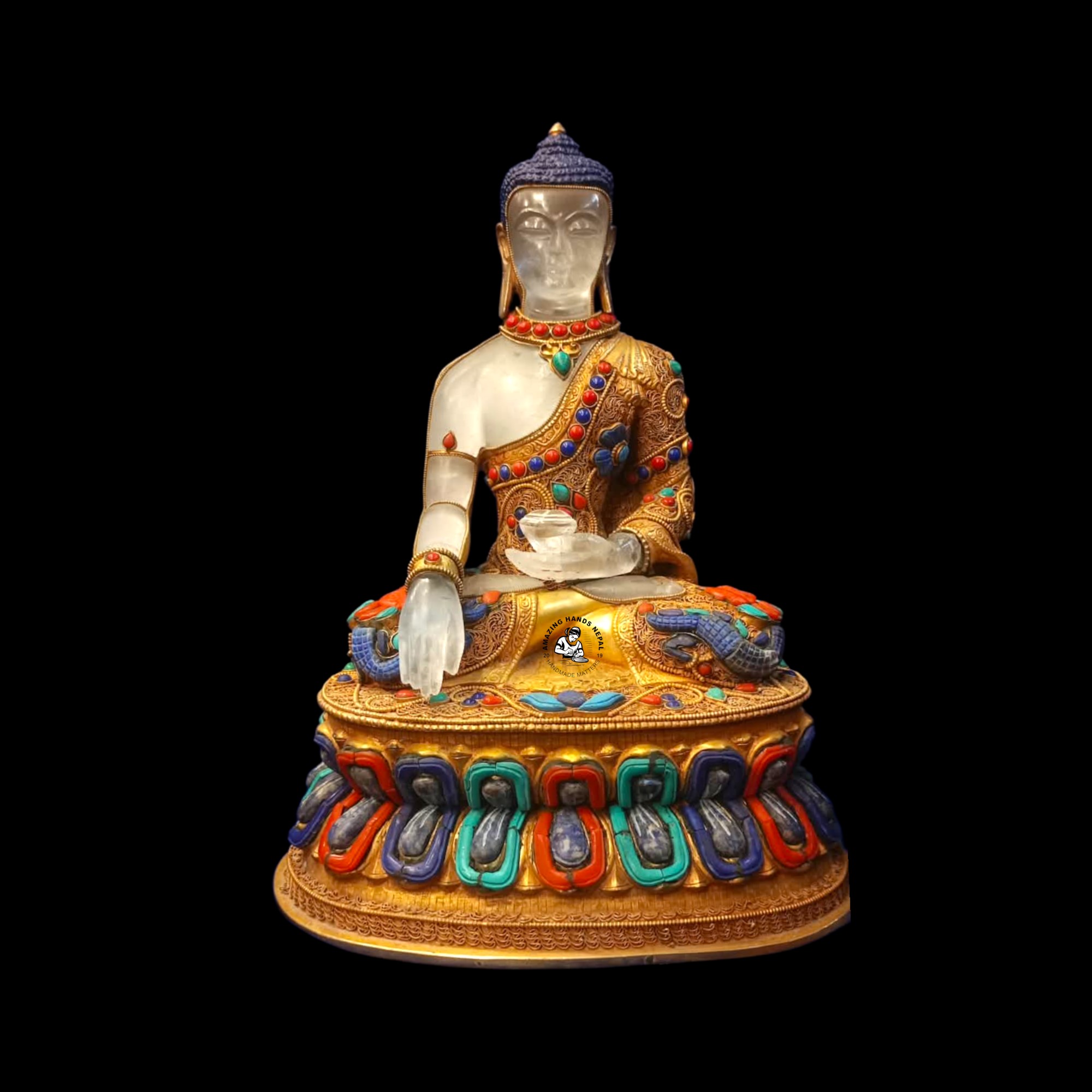 Copper and Crystal Blend Buddha Statue