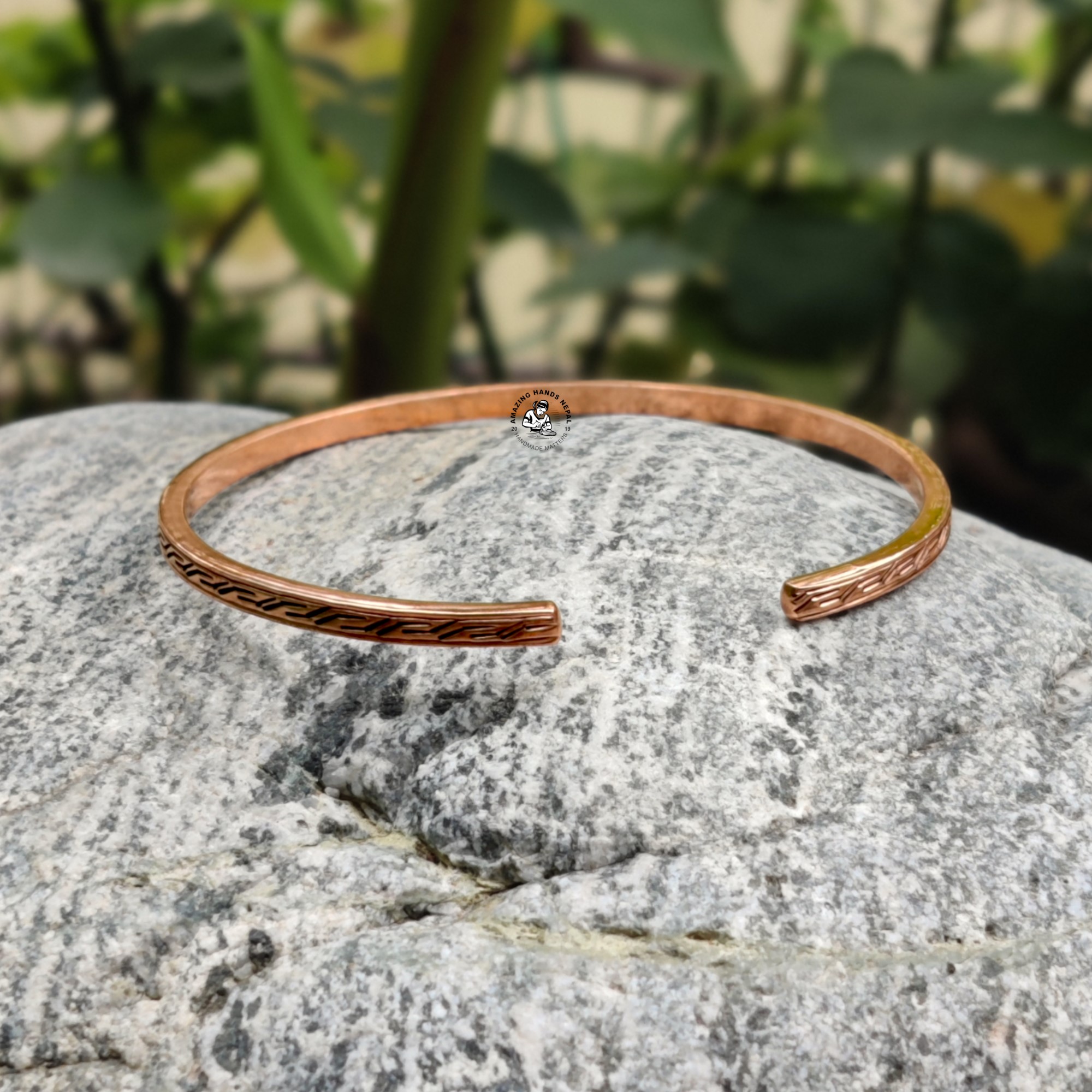 Unique Carved Copper Bracelet