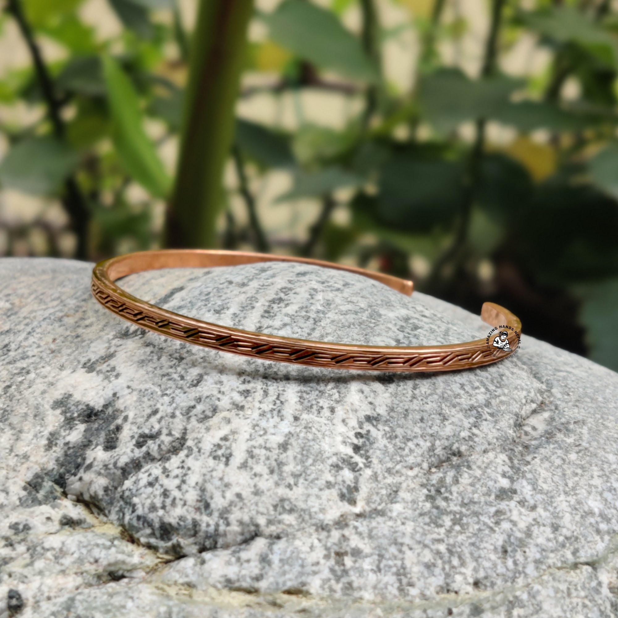 Unique Carved Copper Bracelet