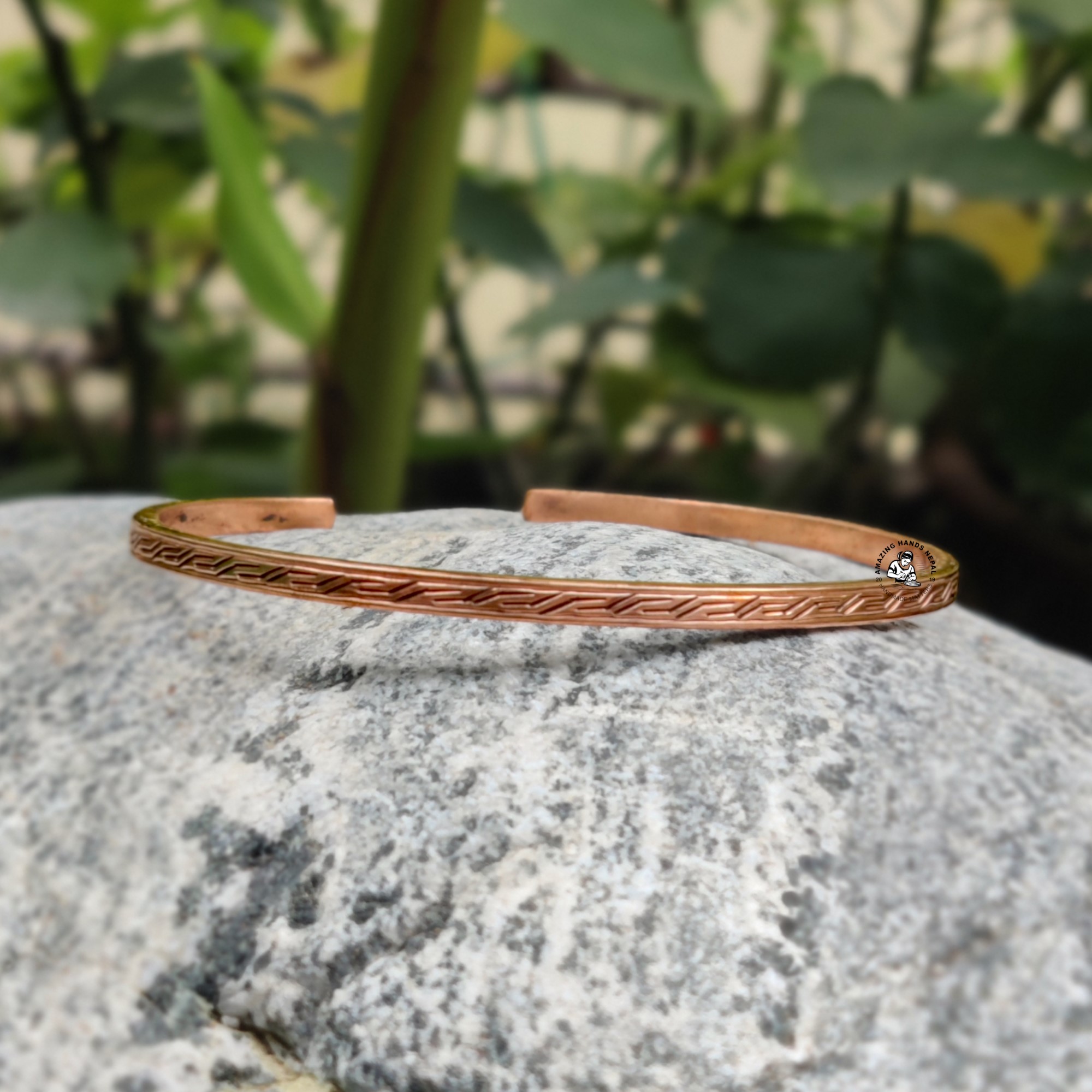 Unique Carved Copper Bracelet