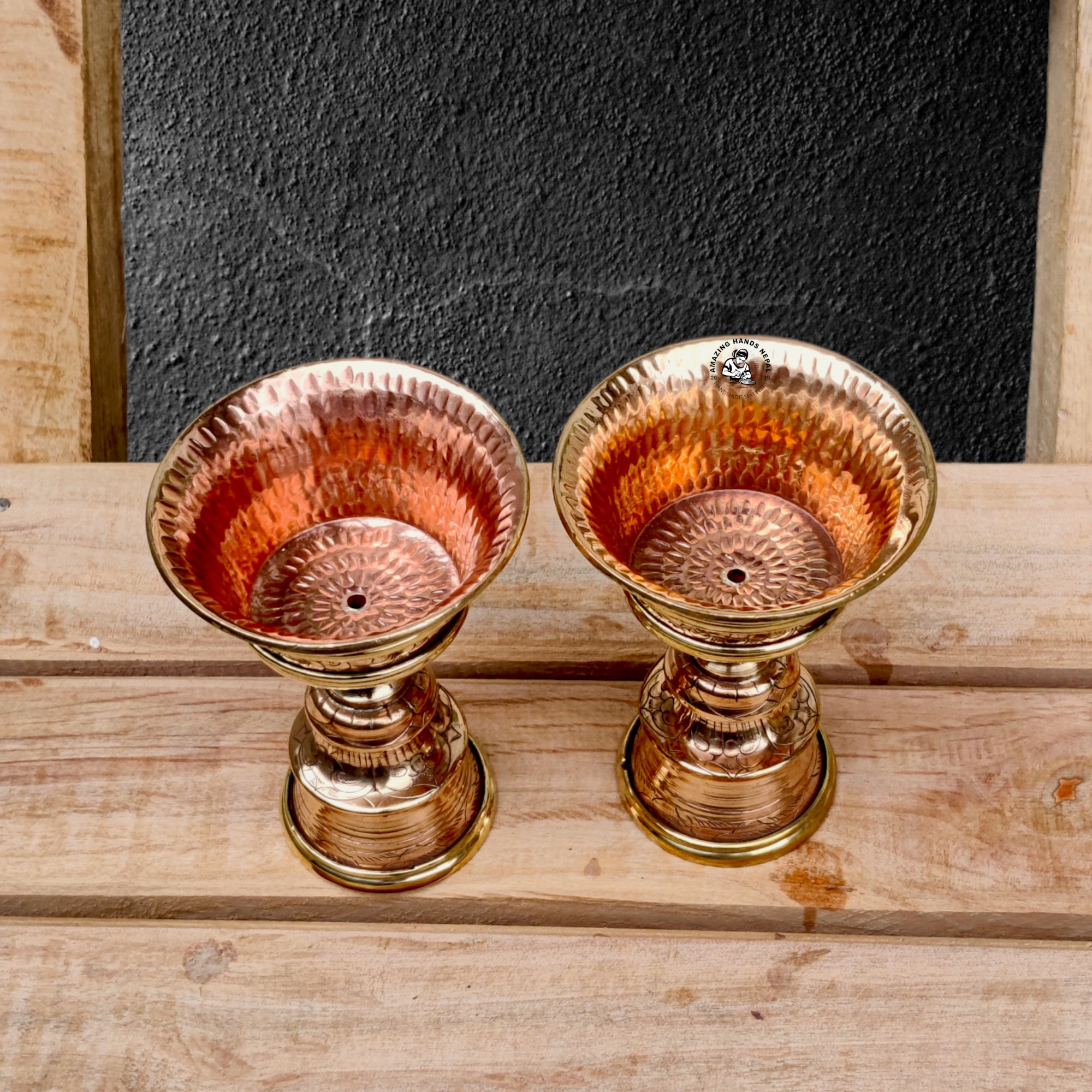 Tibetan Buddhist Copper Butter Lamp Set