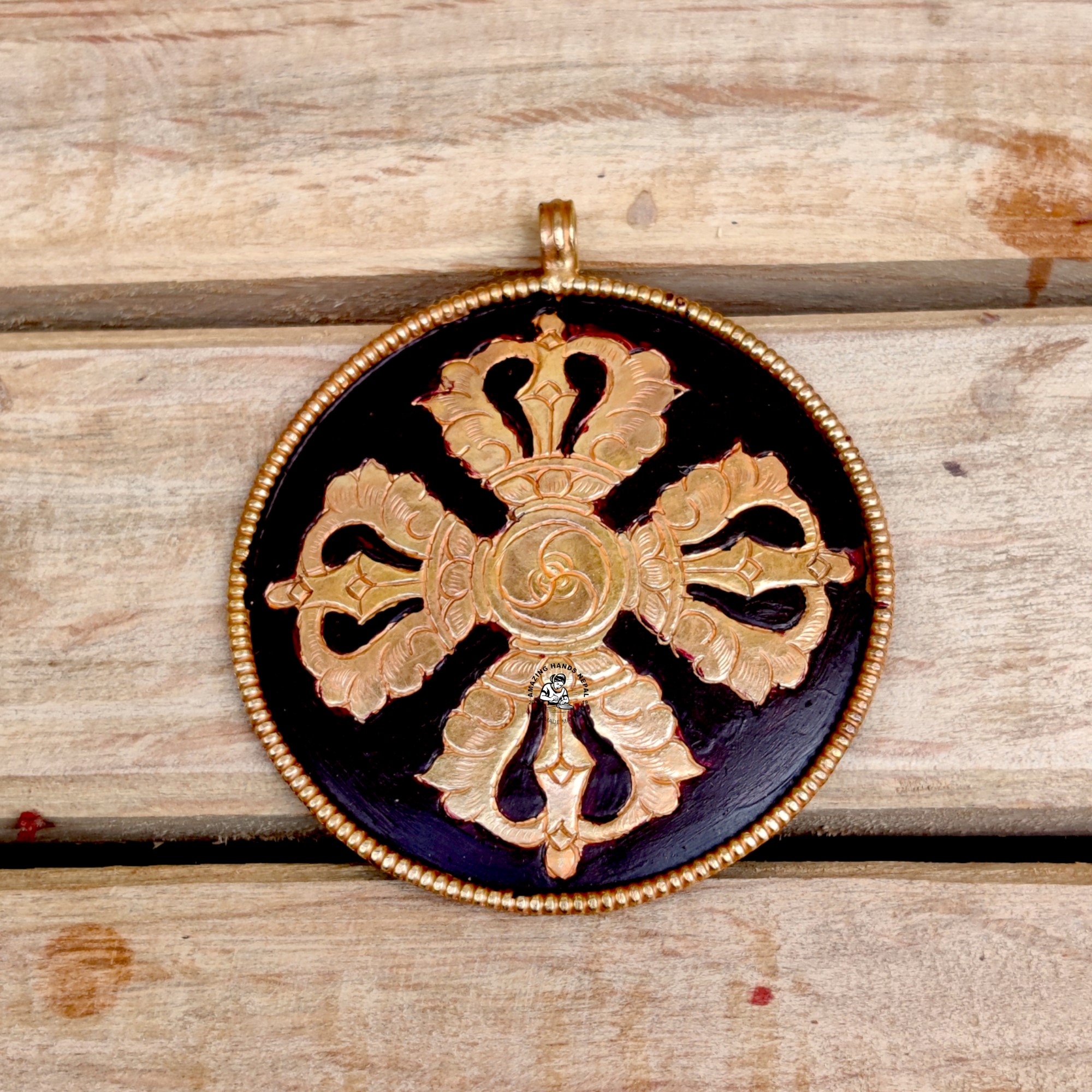 Tibetan Buddhist Copper Melong Amulet