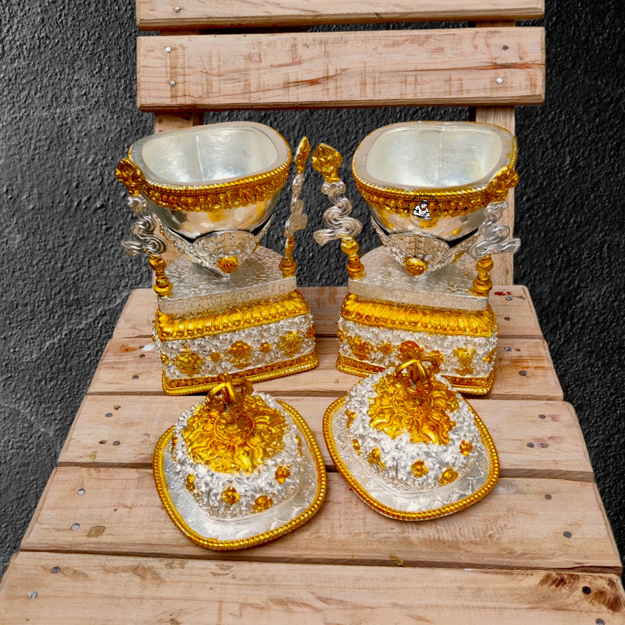 Kapala Tibetan Ritual Set Buddhist Tibetan Copper Kapala Ritual Set